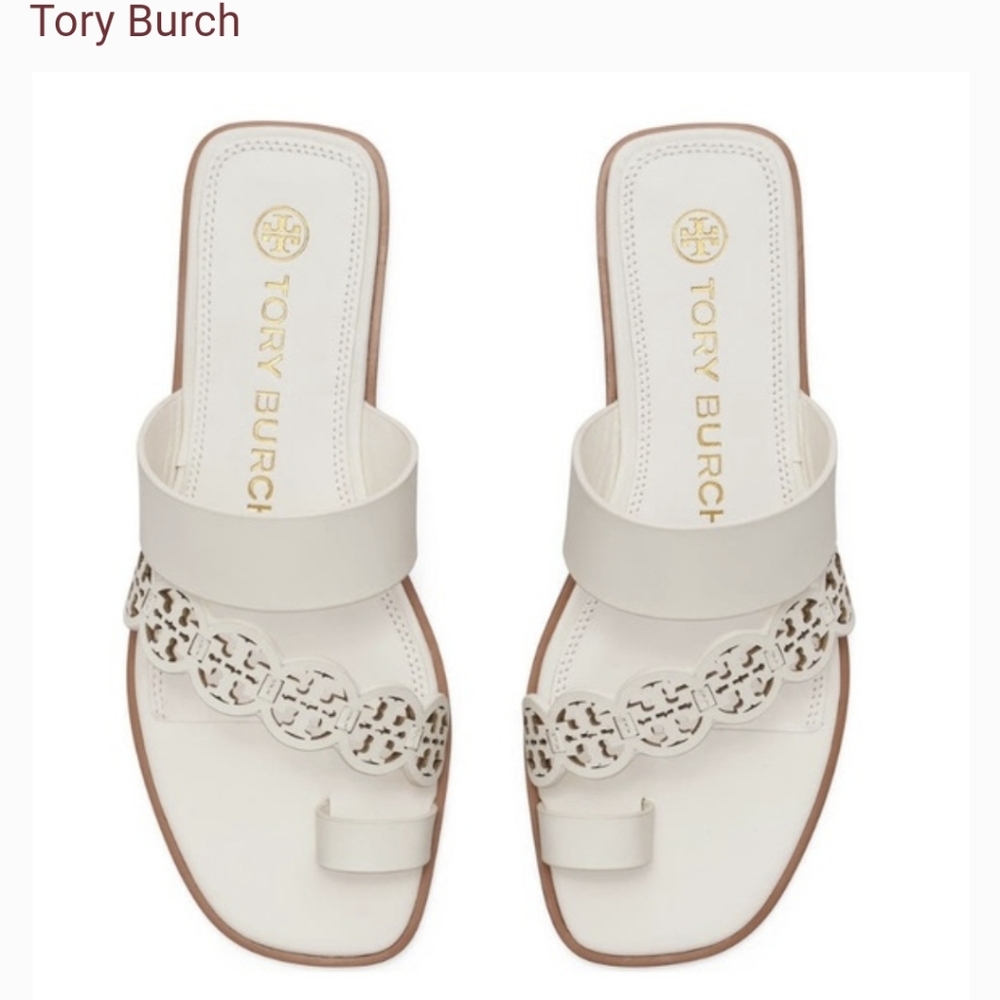 Tory Burch TINY MILLER TOE-RING SLIDE, LEATHER